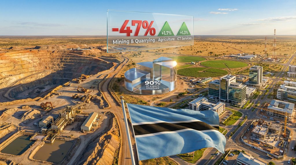 Botswana economy mining slump visualized with statistics.