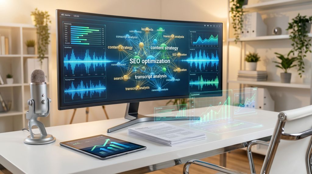 SEO optimization workspace with digital analytics.
