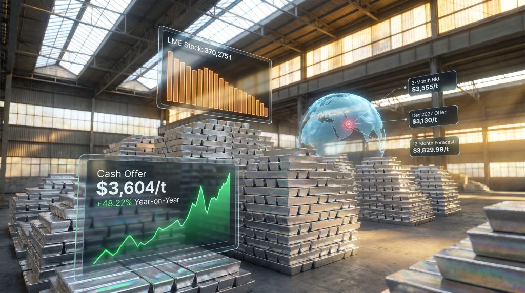LME aluminium price and inventories dashboard