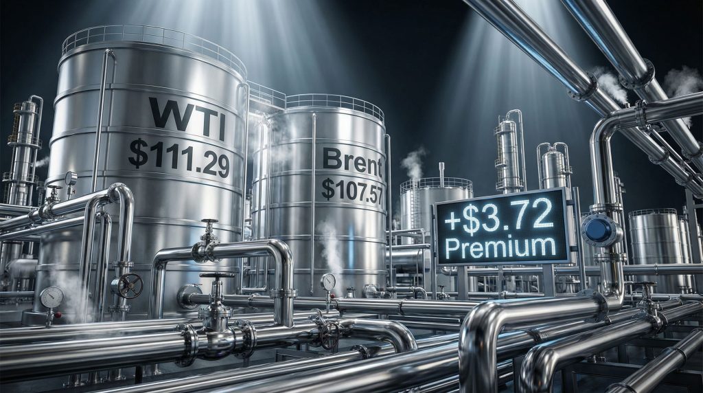 WTI oil prices exceed Brent premium.