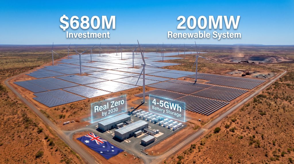 Fortescue Pilbara green energy expansion with solar and wind.