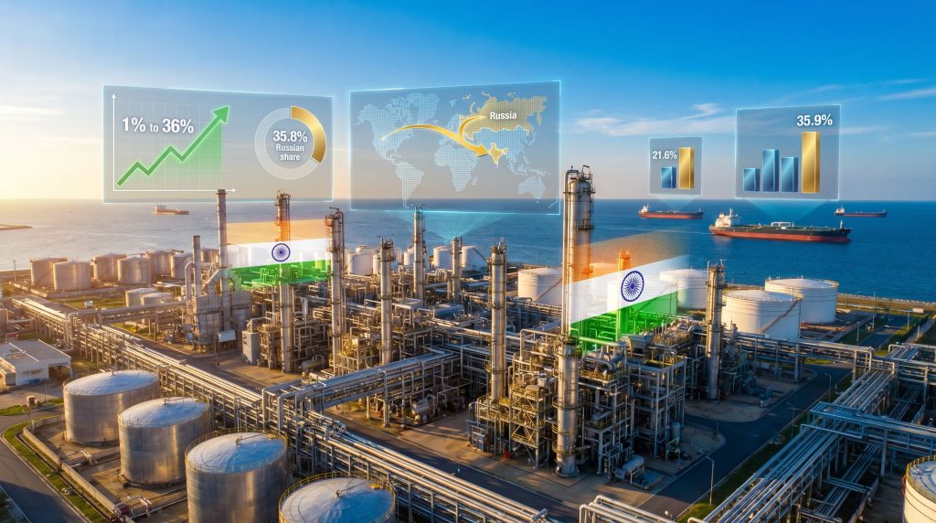 India oil trade with Russia visualized graphically.