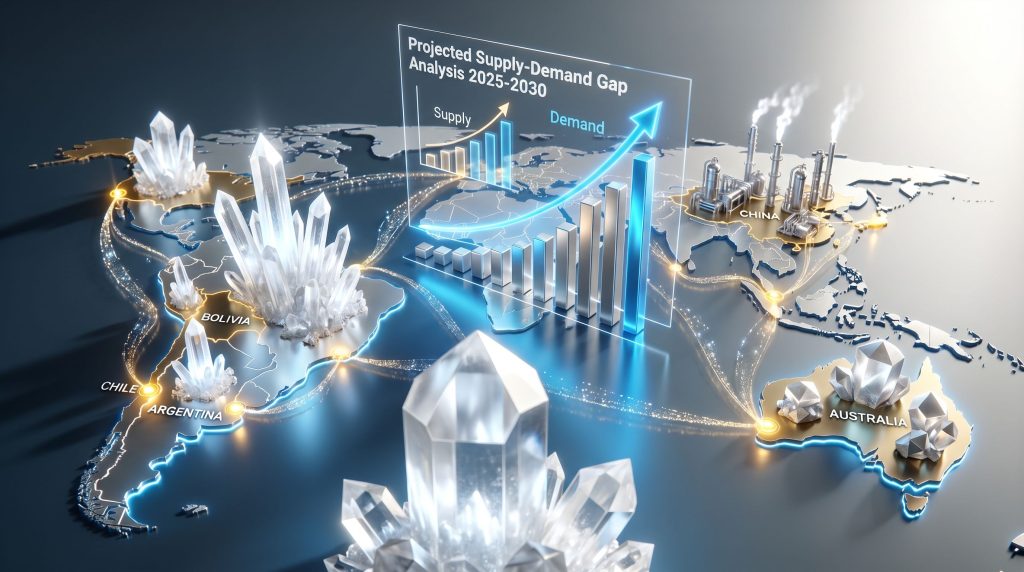 Global lithium supply chain with projections.