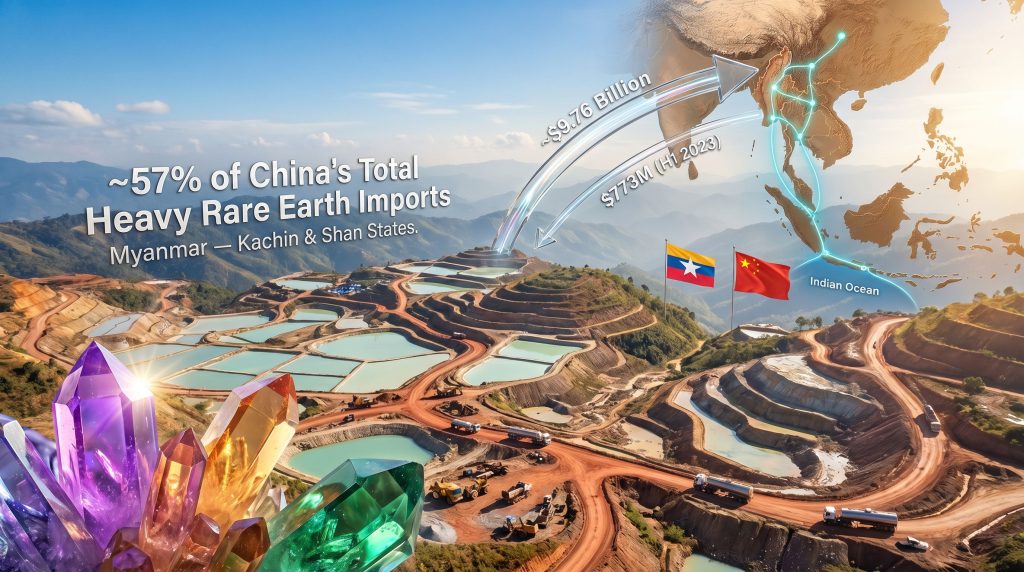 China Myanmar border trade and mining cooperation map infographic