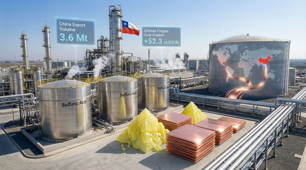 Industrial plant illustrating China's sulfuric acid exit.