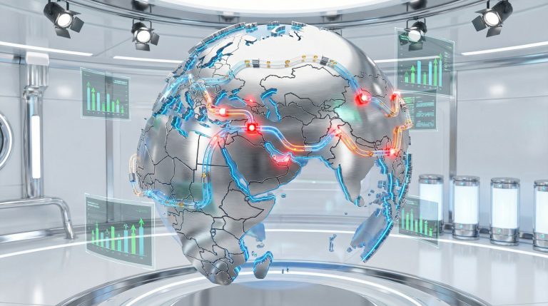 Futuristic map highlights Saudi Arabia oil pipeline attack.