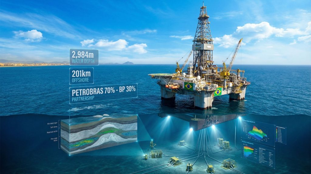 Petrobras offshore drilling platform and diagram.