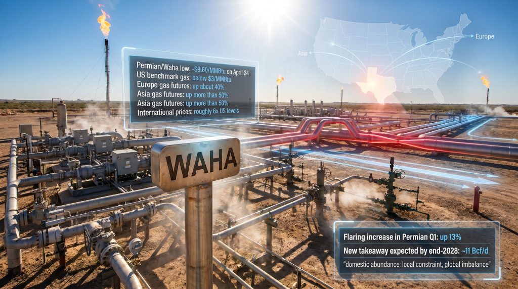 Permian natural gas prices negative at Waha hub