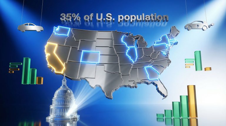 Map highlighting California's ban on gasoline cars.