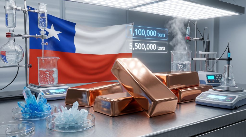Laboratory scene illustrating Chile's acid supply crunch.