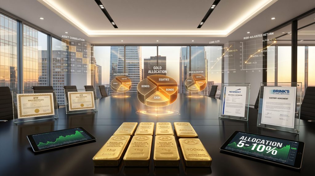 Gold as core investment visualized in boardroom.
