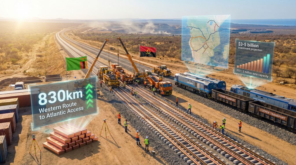 Zambia copper rail link construction site.