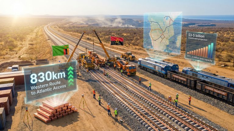 Zambia copper rail link construction site.