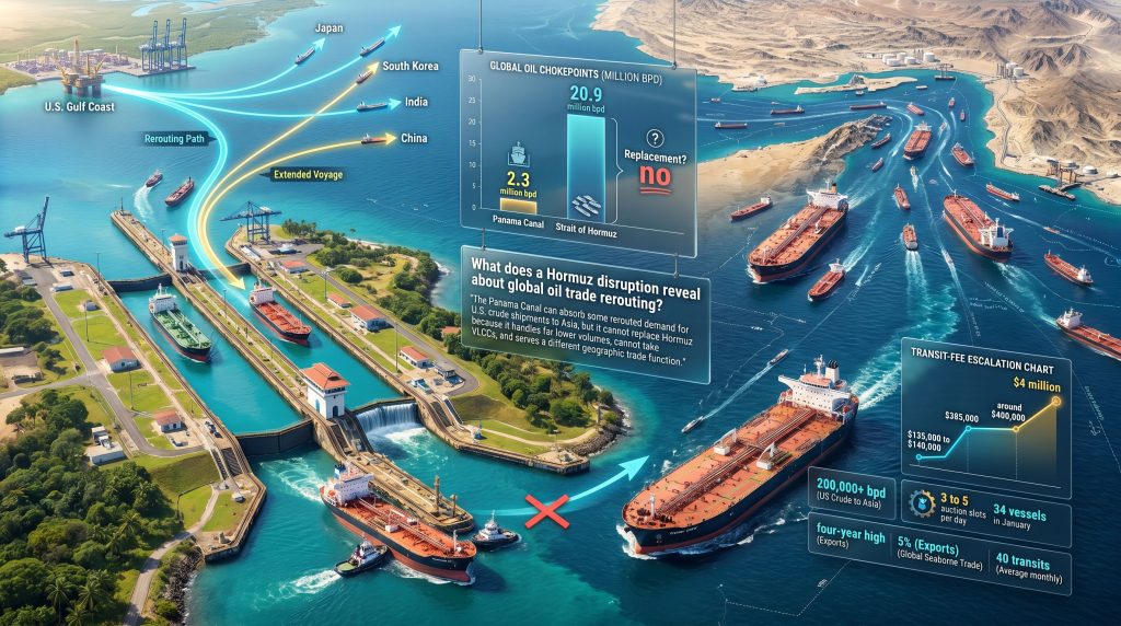 Hormuz blockage boosts Panama Canal oil tanker traffic map