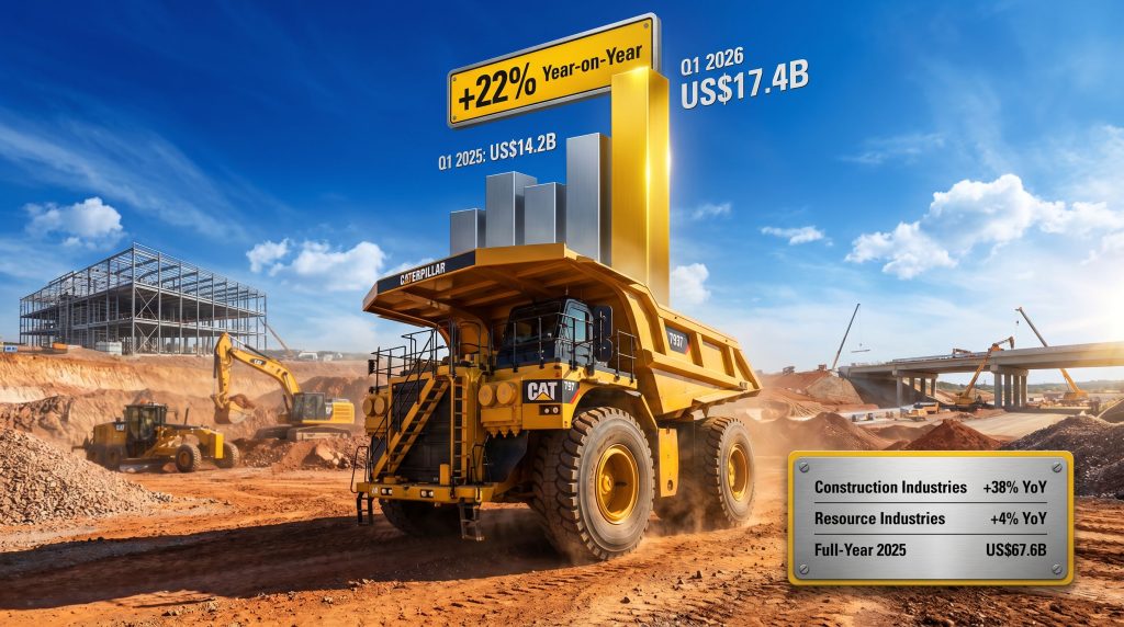 Caterpillar sales up 22% in March quarter infographic