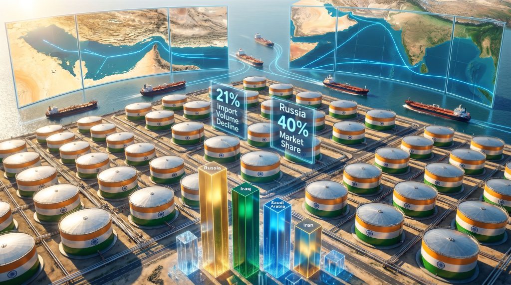 India crude oil imports decrease visualization.