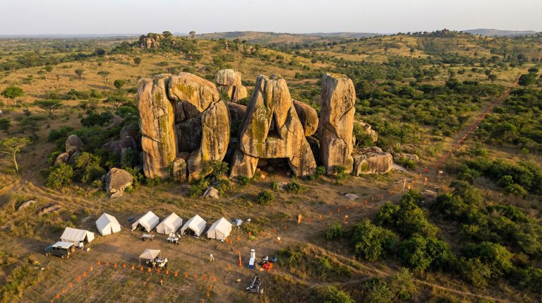 Dalaroo Metals Ltd-DAL-Archaeological expedition near striking rock formations.