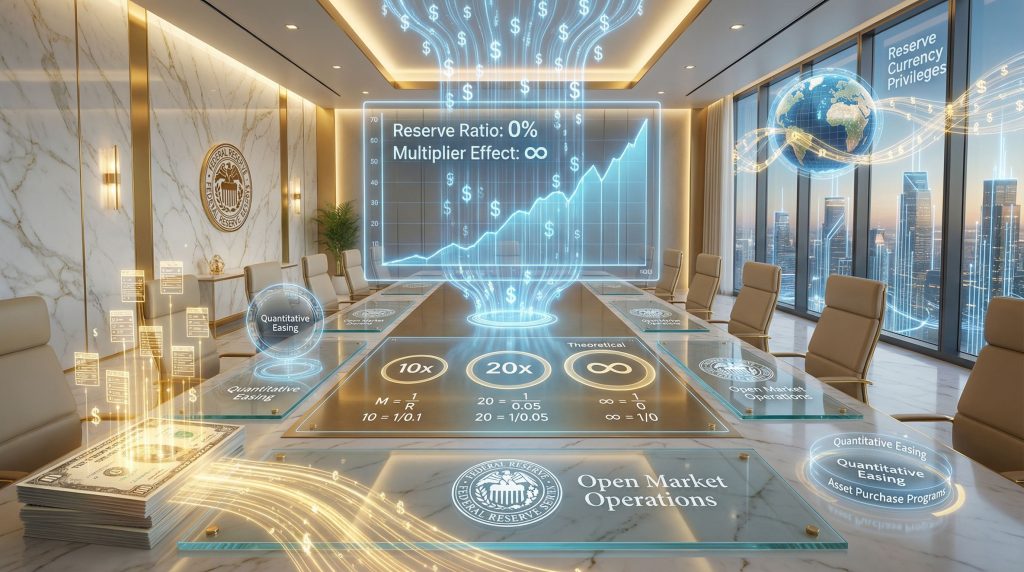 Federal Reserve money creation process visualization.