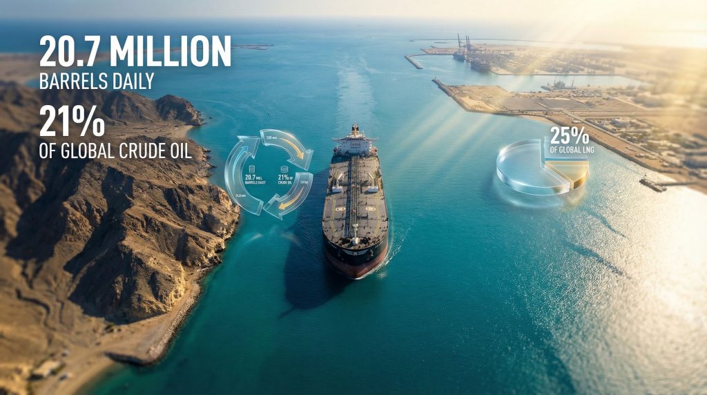 Oil tanker navigating the Strait of Hormuz.