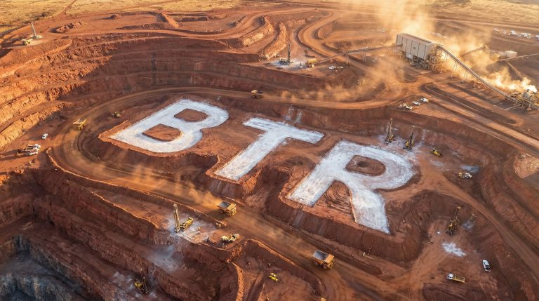 Brightstar Resources Ltd-BTR-BTR logo in large mining site.
