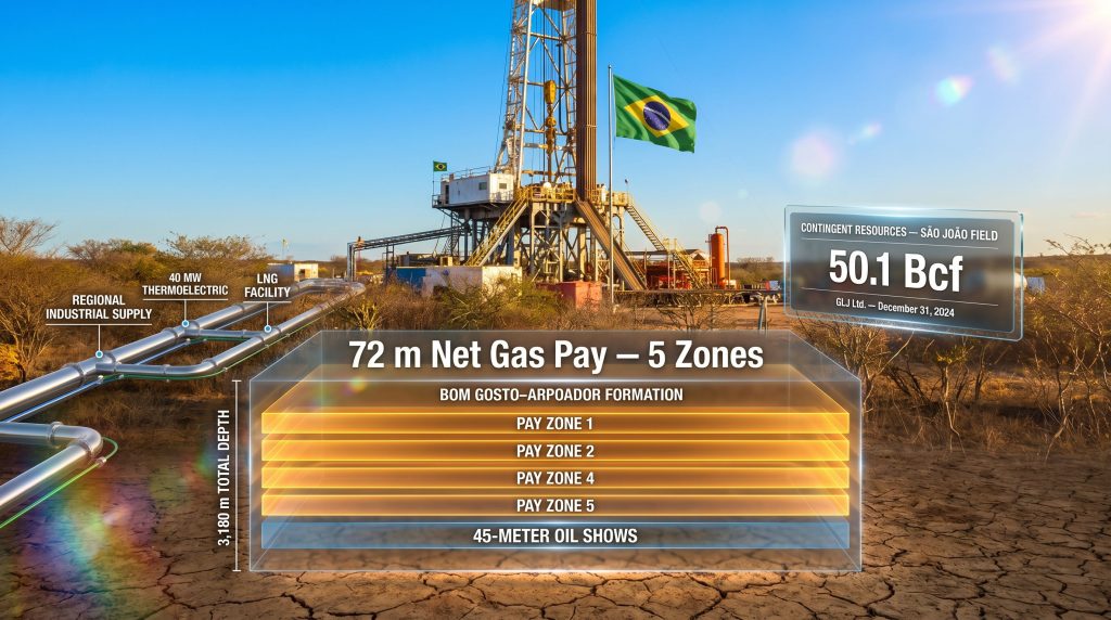 Petro Victory SJ-12 well offshore Brazil gas discovery infographic