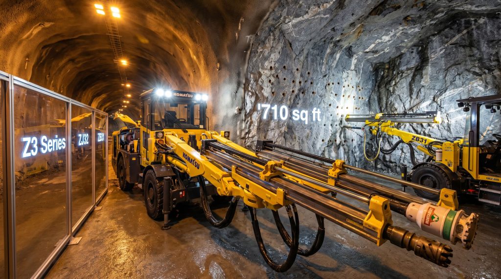 Komatsu ZJ32 face drill and ZB31 bolter underground mining equipment