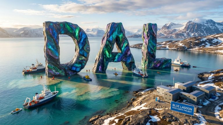 Dalaroo Metals Ltd-DAL-DAL letters as colorful island sculptures.