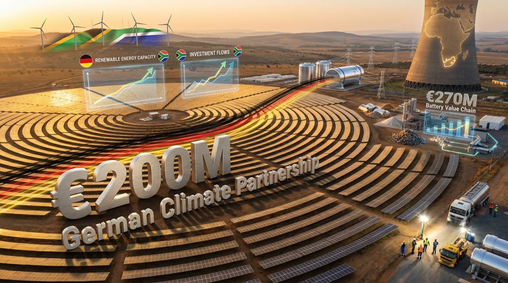 Futuristic renewable energy project collaboration visual.