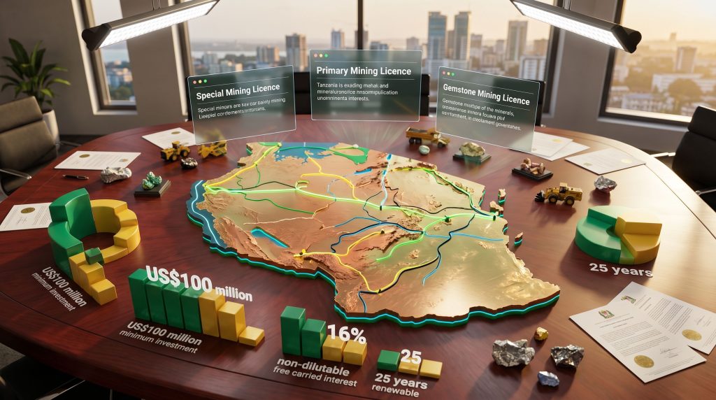 Tanzania mining rights illustrated on table.