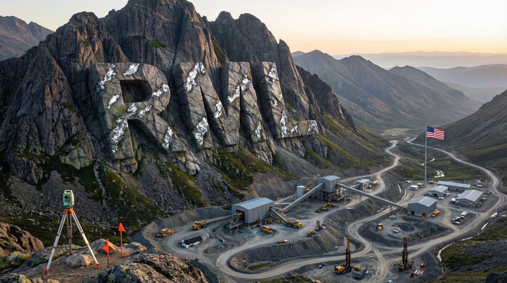 Resolution Minerals Ltd-RML-RML mining site nestled in mountains.