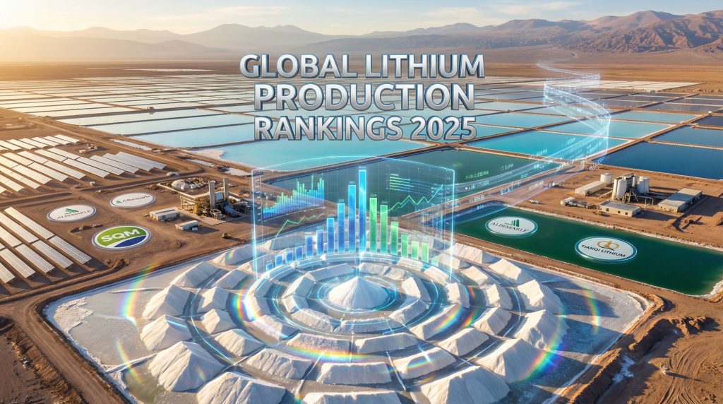 Global lithium production data visualization.