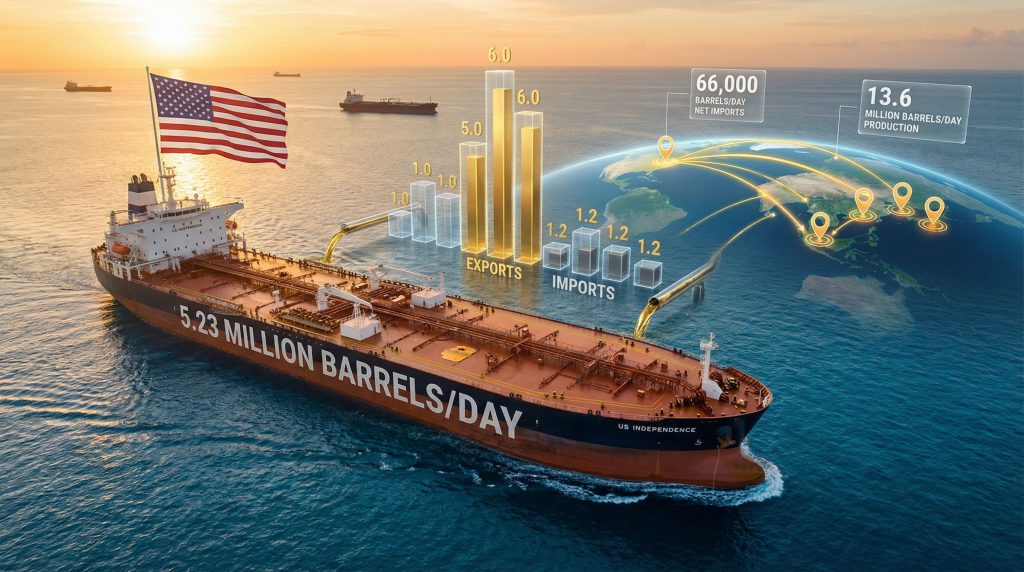 US crude net imports at record low.
