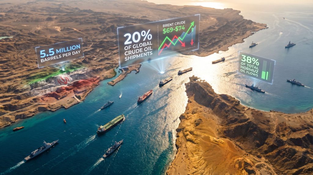 Strait of Hormuz oil shipments and tensions.