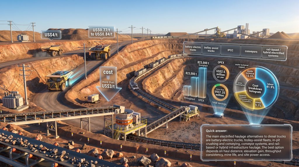 electrified mine haulage alternatives to diesel trucks infographic