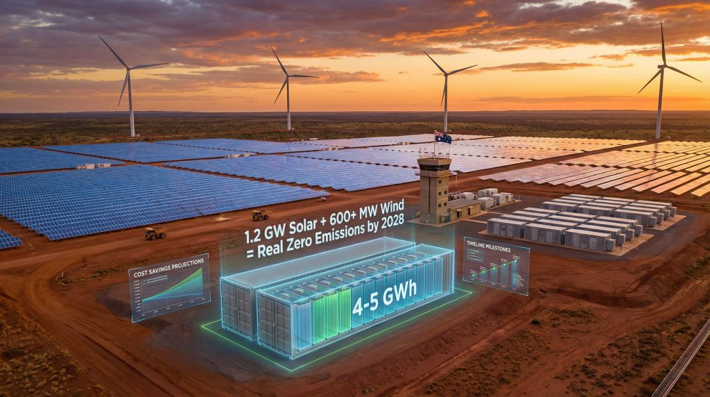Fortescue green energy system with solar panels.