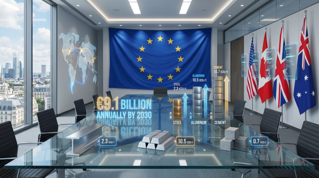 EU Carbon Border Adjustment Mechanism expansion visualization.