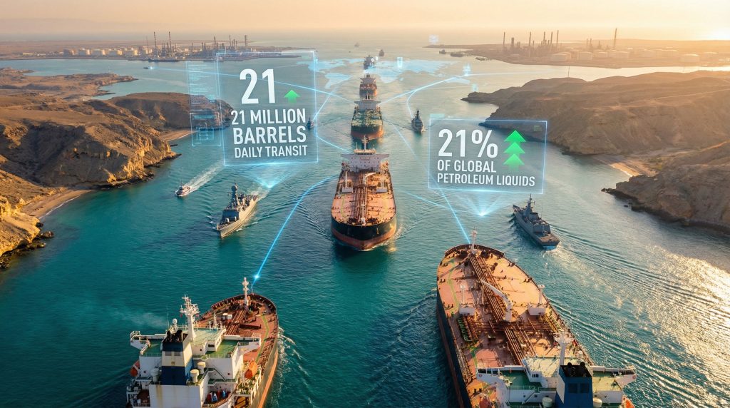 Ships navigating US naval blockade Hormuz.