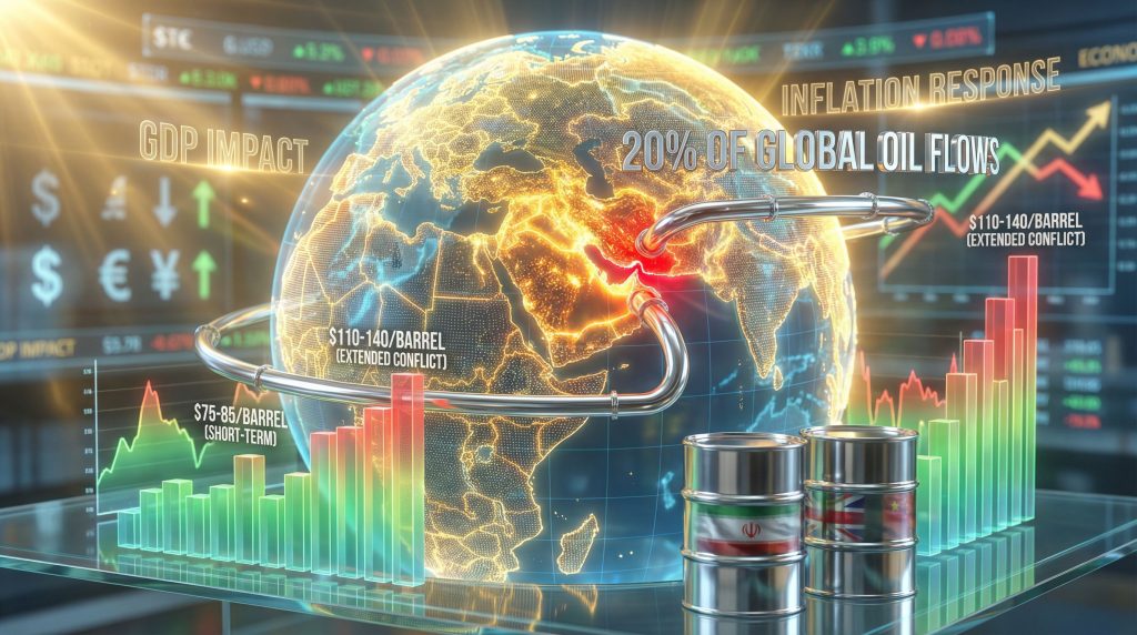 Global oil prices rise due to Iran conflict.