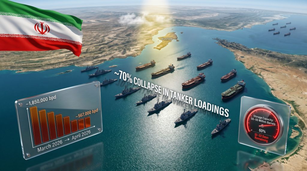 Iran oil storage shrinks amid US blockade infographic
