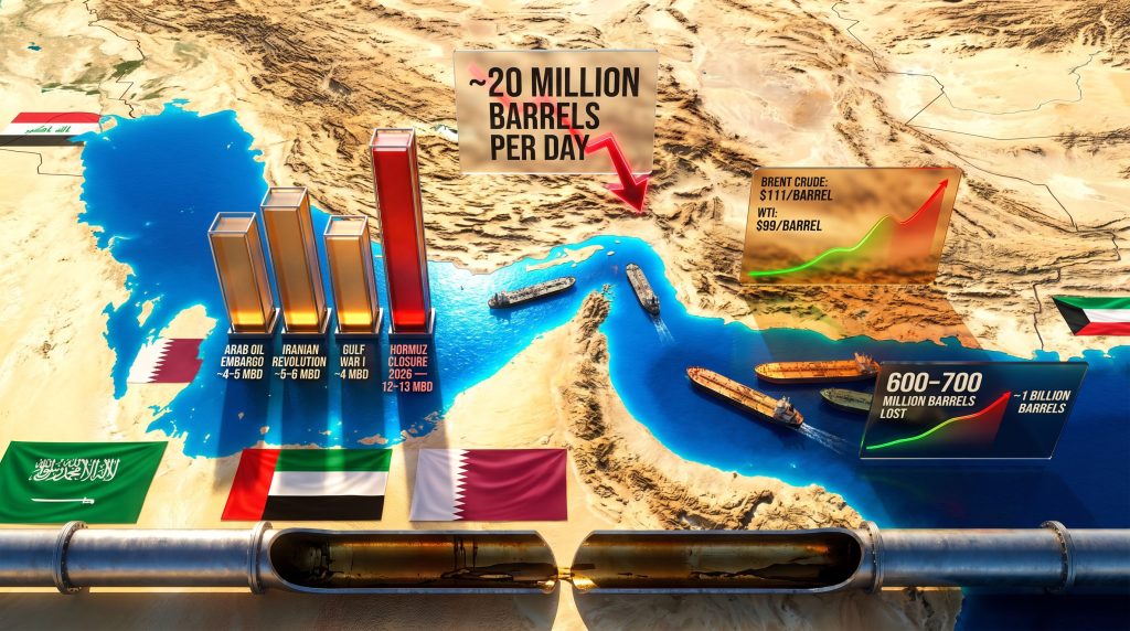 Strait of Hormuz oil supply shock infographic map