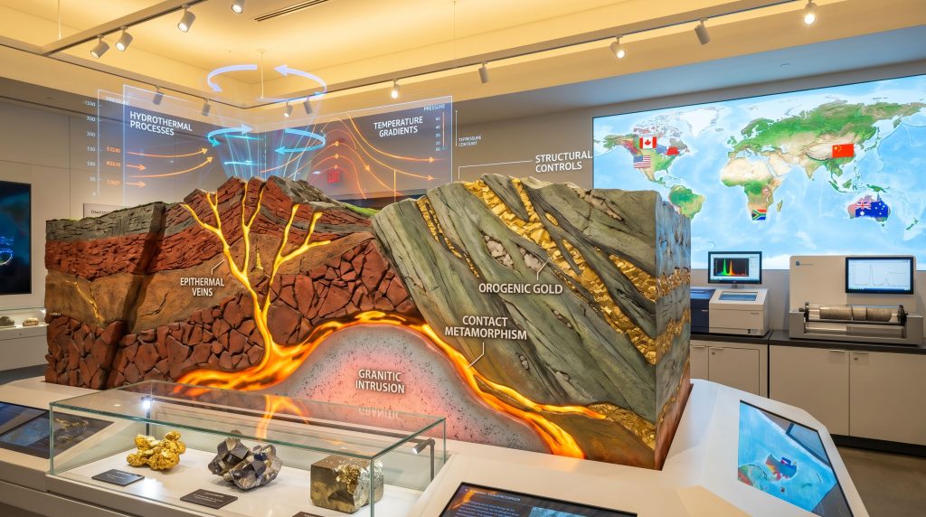 Exhibit showing geology of gold deposits.