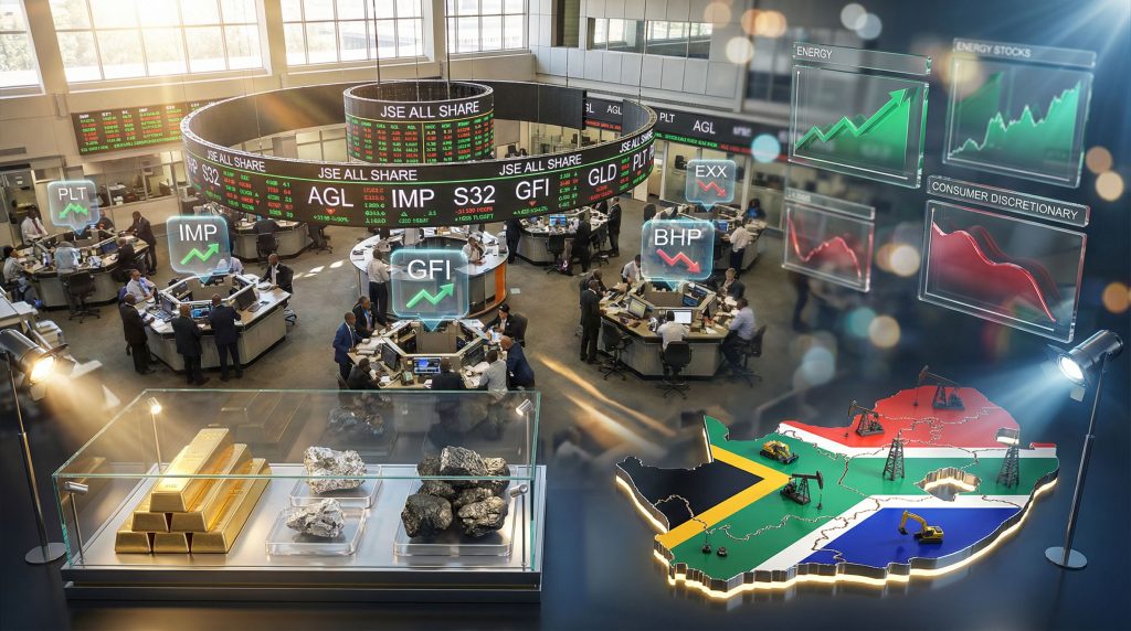 Trading floor representing South Africa's stock index.