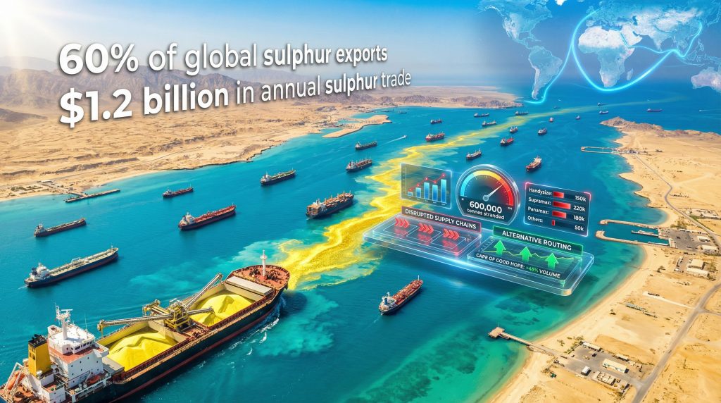 Sulphur vessel transits Strait of Hormuz.