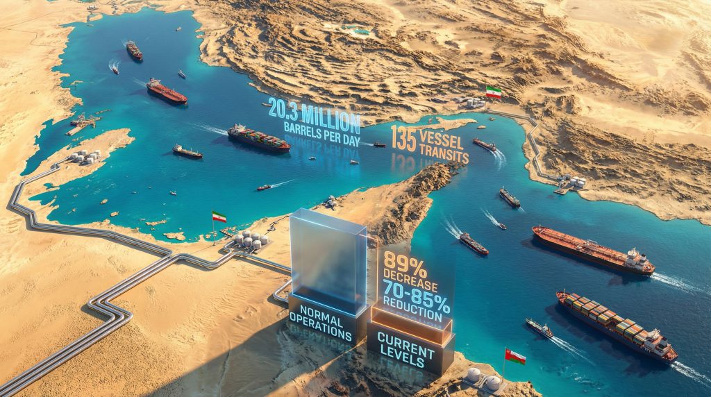 Strait of Hormuz oil traffic visualization.