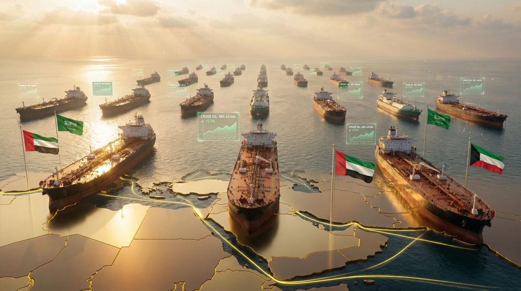 Oil tankers symbolize Middle East peace deal.