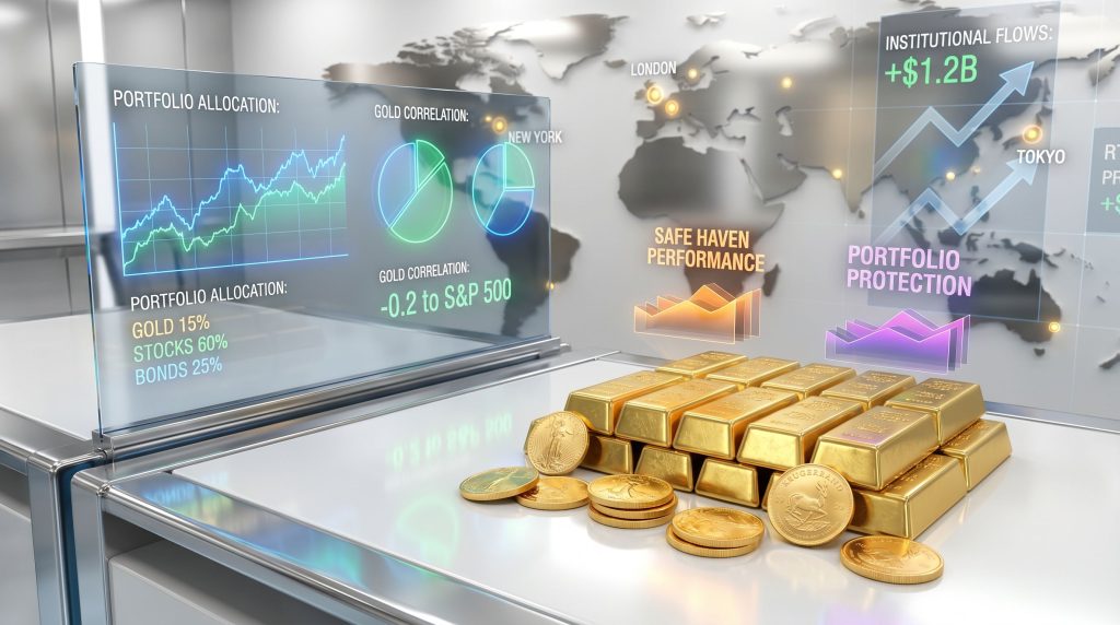 Gold bars as safe haven investment.