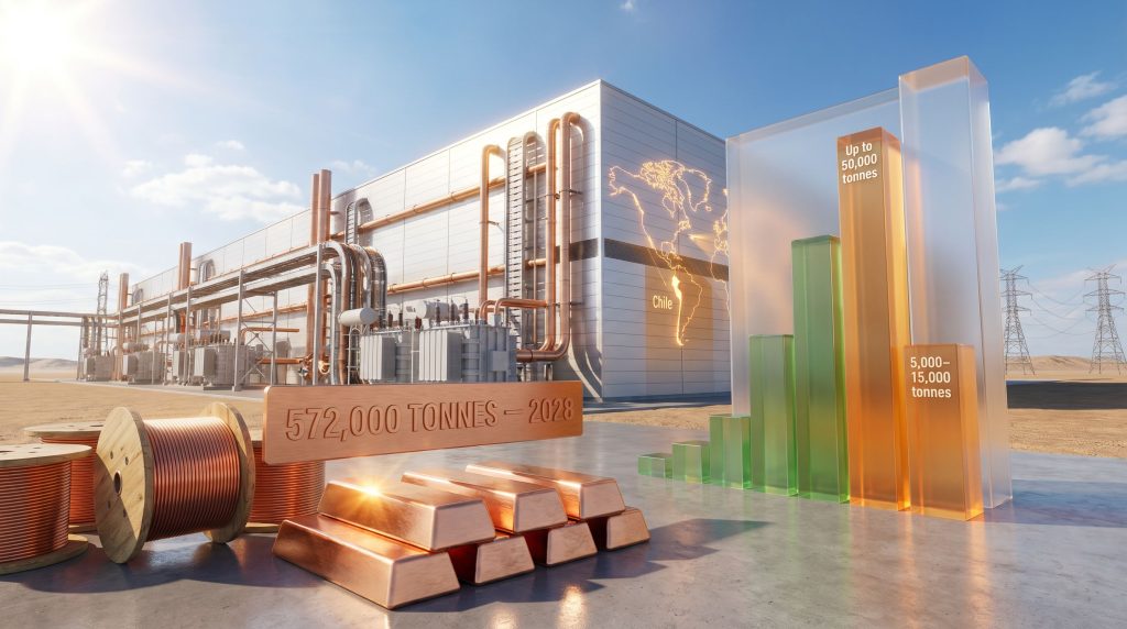 AI growth in data centers driving copper demand infographic
