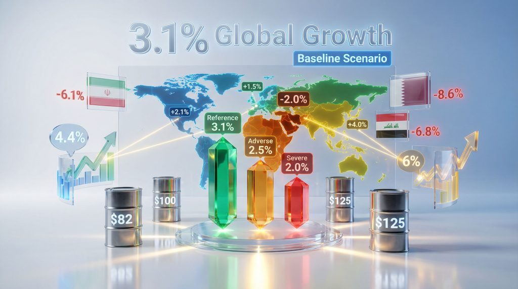 Global growth projections amid Middle East conflict.