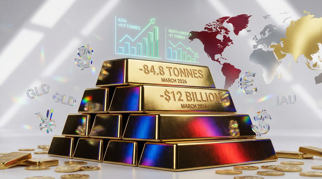 ETFs reduced gold holdings; growth in Asia.