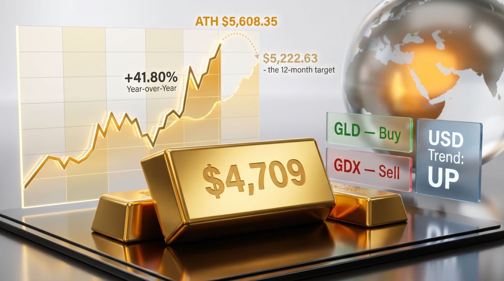 gold price update with rising chart and bars